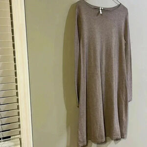 Long Sleeve Taupe Swing Dress
